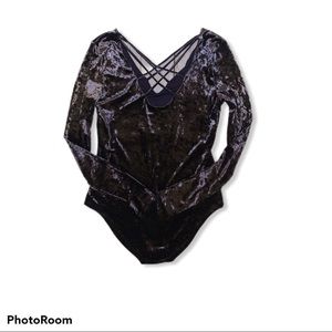 HYFVE Purple Velvet Bodysuit Size L